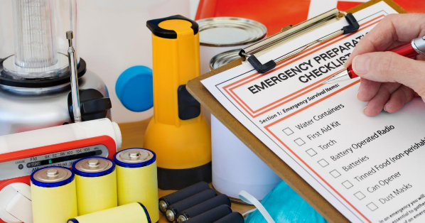 Disaster Supply Kit | flashlight | batteries | water | food | medicine